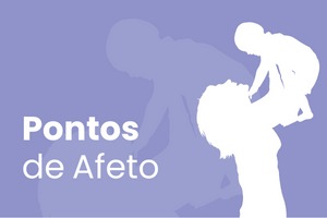 Arte com fundo roxo apresenta conteúdos do projeto "Pontos de Afeto"